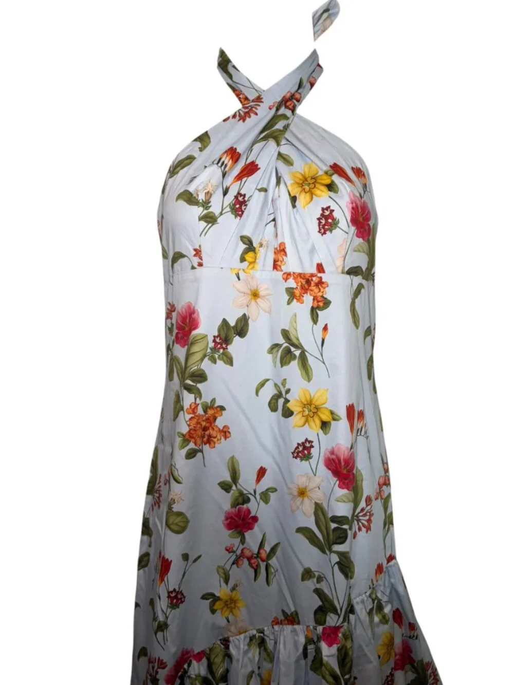 O.P.T Oli Floral Halter Maxi Dress Tiered Ruffle Blue NWT Small - Picture 3 of 7